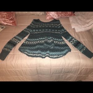 FREE PEOPLE blue flowy wool sweater